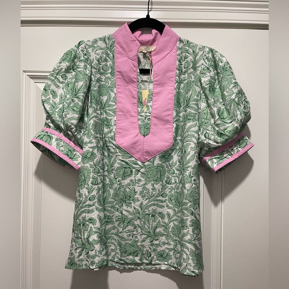 New, Entro brand, Floral Print, Puff Sleeve Blouse